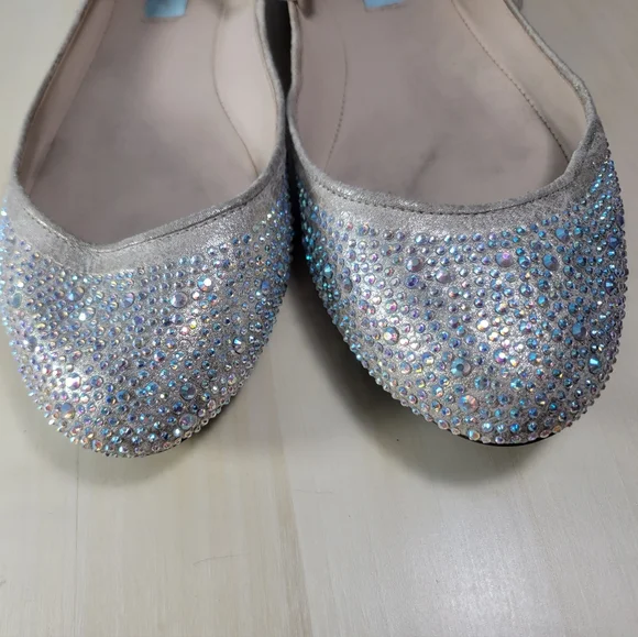 Betsey Johnson Joy Champagne Rhinestone Ballet Flats Womens Size 7.5 - Picture 9 of 10